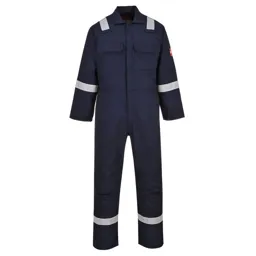 Biz Weld Mens Iona Flame Resistant Coverall - Navy Blue, Small, 32"