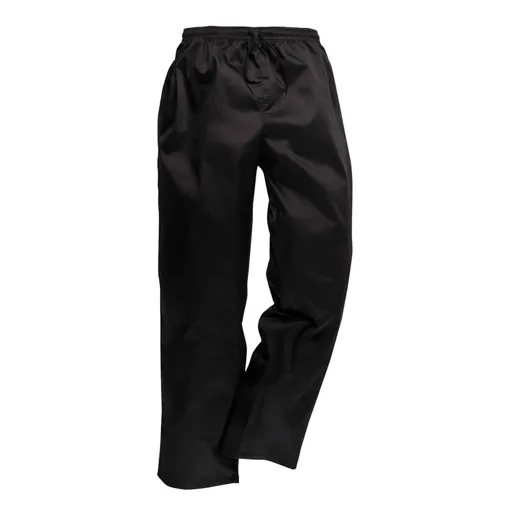 Portwest C070 Drawstring Chef Trousers - Black, Extra Small, 31"