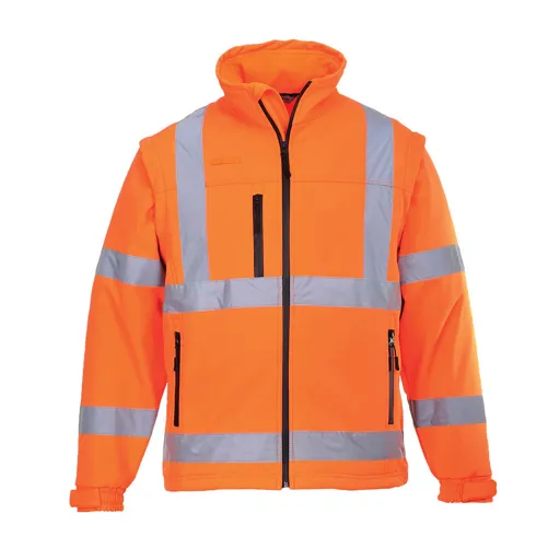 Portwest 2 in 1 Waterproof Hi Vis Softshell Jacket - Orange, M