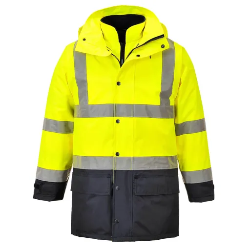 Oxford Weave 300D Class 3 Hi Vis 5-in1 Executive Jacket - Yellow / Navy, 4XL