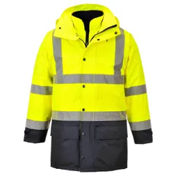 Oxford Weave 300D Class 3 Hi Vis 5-in1 Executive Jacket - Yellow / Navy, XS