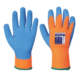 Portwest Latex Grip Gloves for Cold Conditions - Orange / Blue, L