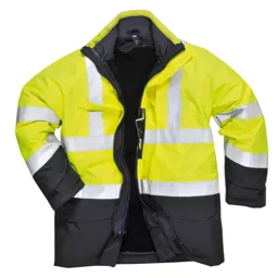 Biz Flame Hi Vis Flame Resistant Rain Multi Protection Jacket - Yellow / Navy, S