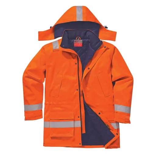 Biz Flame Mens Flame Resistant Antistatic Winter Jacket - Orange, L