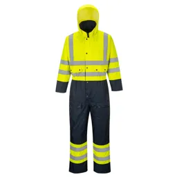 Oxford Weave 300D Class 3 Hi Vis Contrast Overall - Yellow / Navy, L