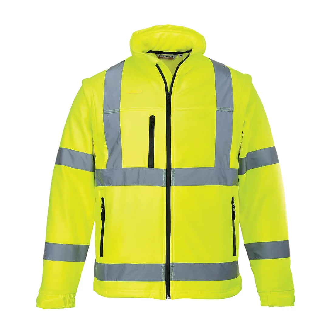 Portwest 2 in 1 Waterproof Hi Vis Softshell Jacket - Yellow, 4XL
