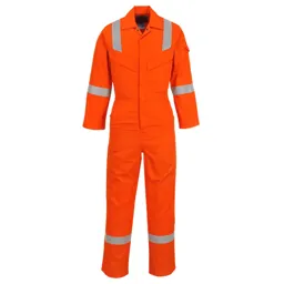 Biz Flame Mens Flame Resistant Super Lightweight Antistatic Coverall - Orange, Extra Small, 32"