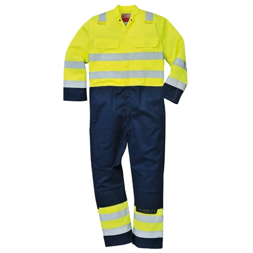 Biz Flame Pro Flame Resistant Hi Vis Coverall - Yellow / Navy, 4XL