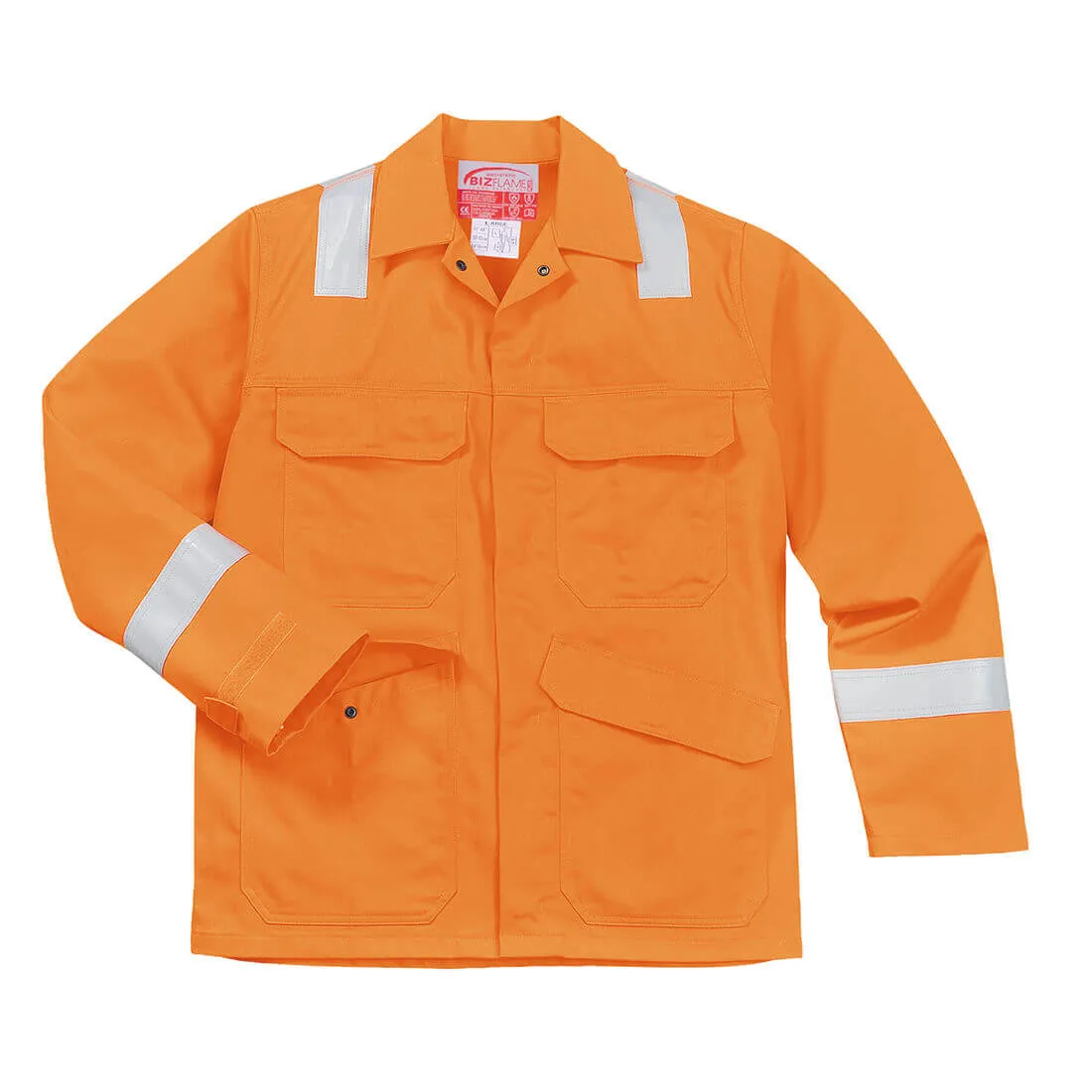 Biz Flame Mens Flame Resistant Jacket - Orange, M