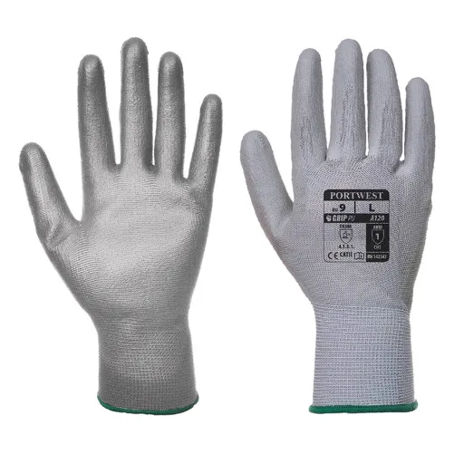 Portwest PU Palm General Handling Grip Gloves - Grey, S