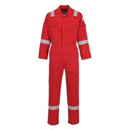Biz Flame Mens Flame Resistant Super Lightweight Antistatic Coverall - Red, Small, 32"