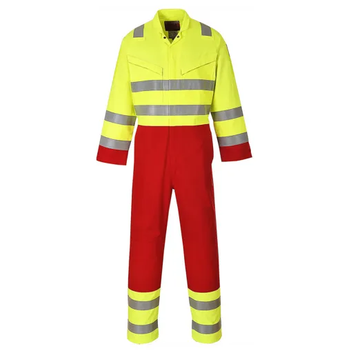 Biz Flame Mens Pro Flame Resistant Services Coverall - Yellow, L
