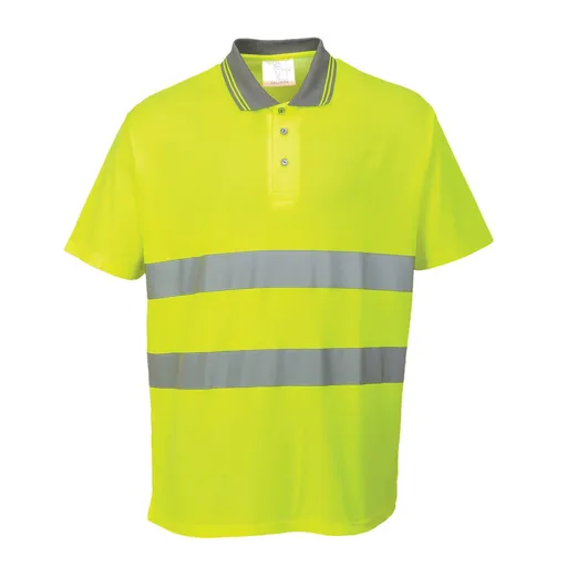 Portwest Mens Class 2 Hi Vis Cotton Comfort Polo Shirt - Yellow, S