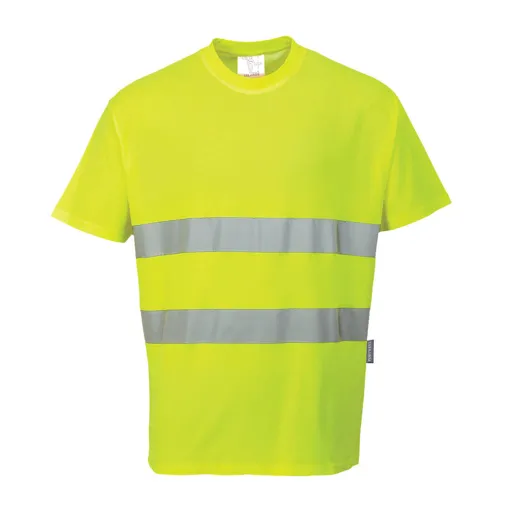 Hi Viz Mens Class 2 Cotton Comfort T Shirt - Yellow, L