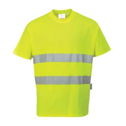 Hi Viz Mens Class 2 Cotton Comfort T Shirt - Yellow, 3XL