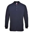 Modaflame Mens Flame Resistant Antistatic Long Sleeve Polo Shirt - Navy, 4XL