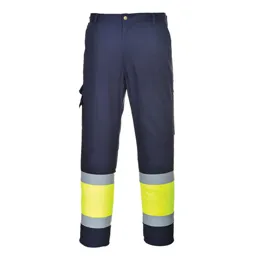 Portwest Hi Vis Two Tone Combat Trousers - Yellow / Navy, Small, 32"