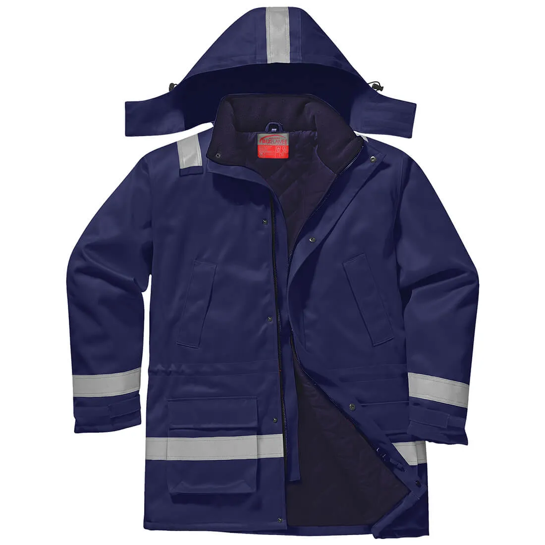 Biz Flame Mens Flame Resistant Antistatic Winter Jacket - Navy, L