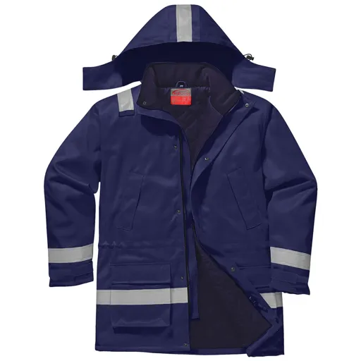 Biz Flame Mens Flame Resistant Antistatic Winter Jacket - Navy, M