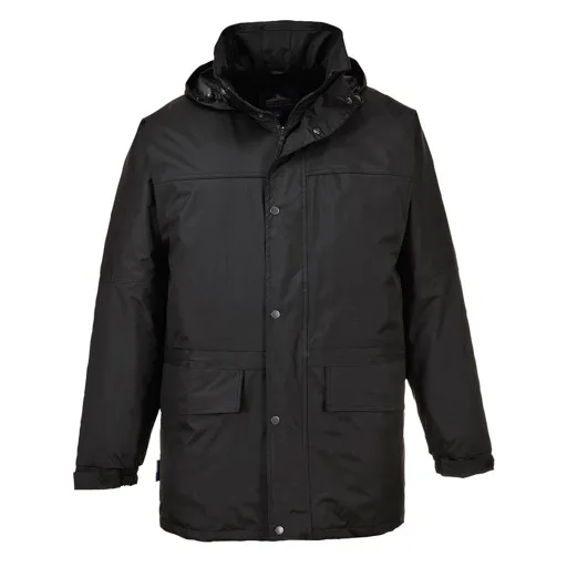 Portwest Mens Oban Fleece Lined Waterproof Jacket - Black, XL