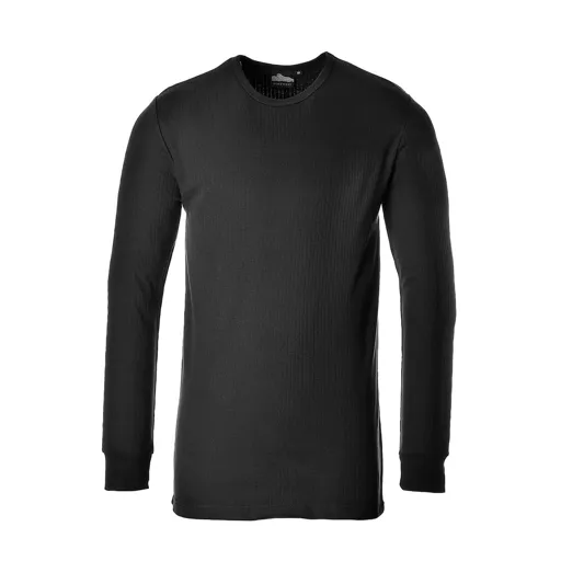Portwest Thermal Long Sleeve T Shirt - Black, S