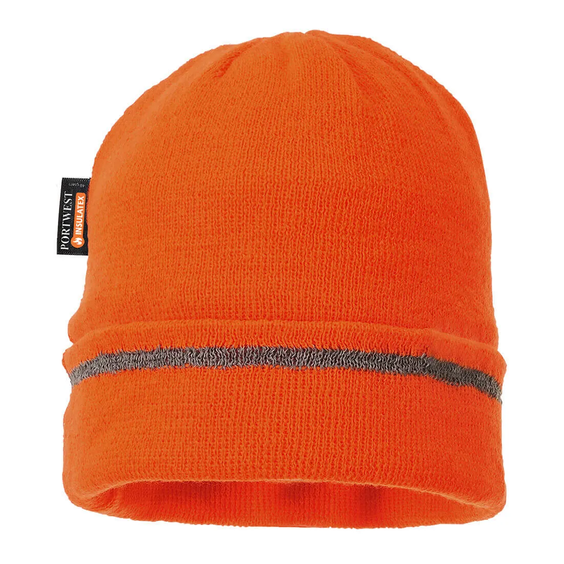 Portwest Reflective Trim Knit Hat - Orange, One Size