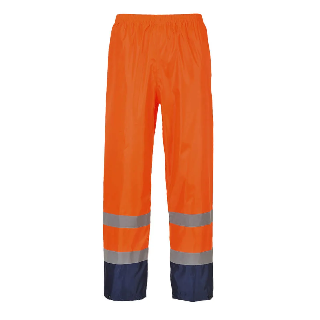 Classic Hi Vis Contrast Rain Trousers - Orange / Navy, 2XL