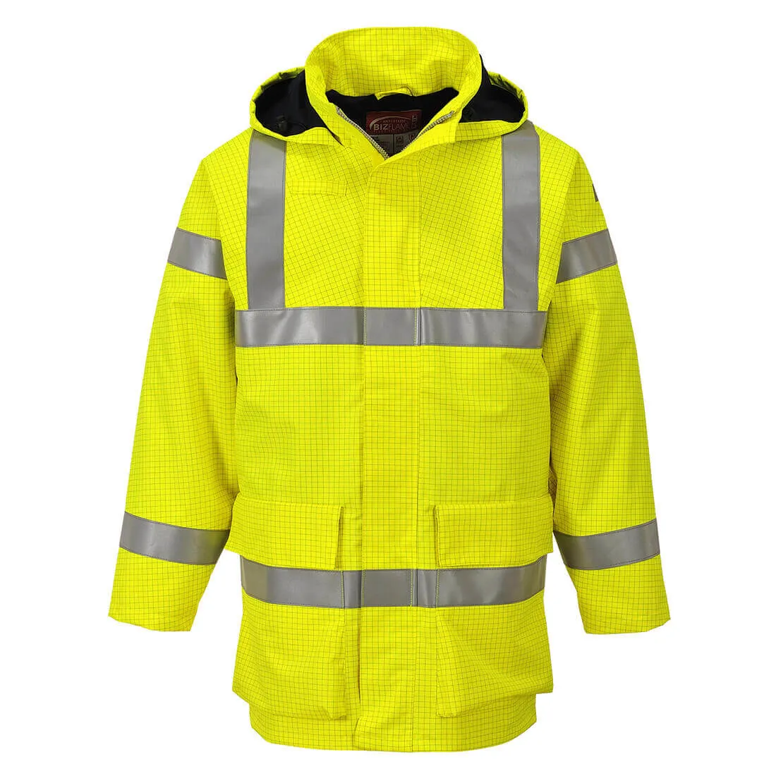Biz Flame Hi Vis Flame Resistant Rain Multi Lite Jacket - Yellow, 3XL