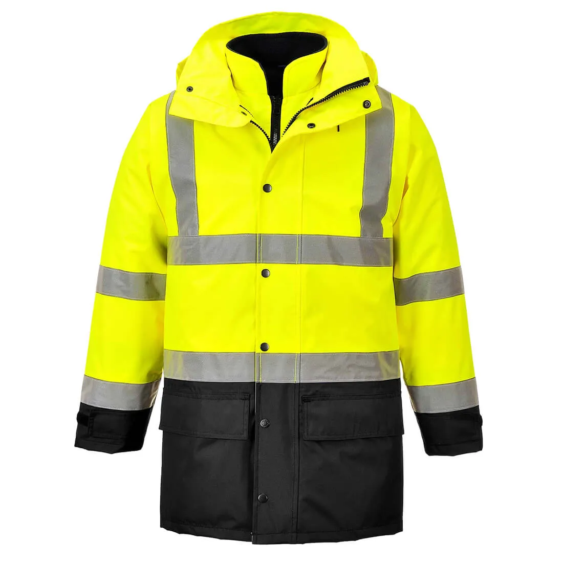 Oxford Weave 300D Class 3 Hi Vis 5-in1 Executive Jacket - Yellow / Black, M