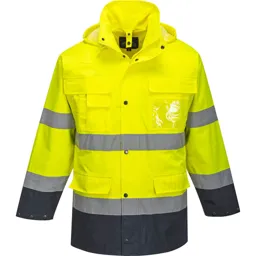 Portwest Lite 3 in 1 Hi Vis Jacket and Detachable Fleece - Yellow / Navy, L