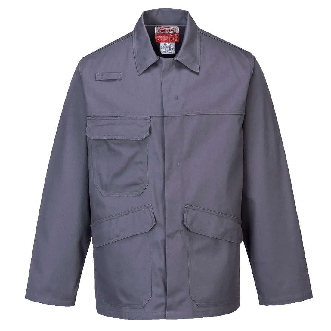 Biz Flame Pro Mens Flame Resistant Jacket - Grey, L