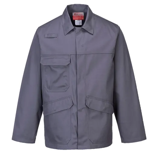 Biz Flame Pro Mens Flame Resistant Jacket - Grey, S