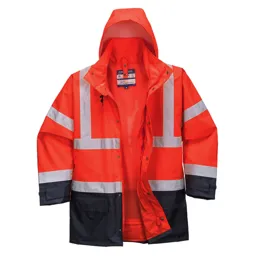 Oxford Weave 300D Class 3 Hi Vis 5-in1 Executive Jacket - Red / Navy, L