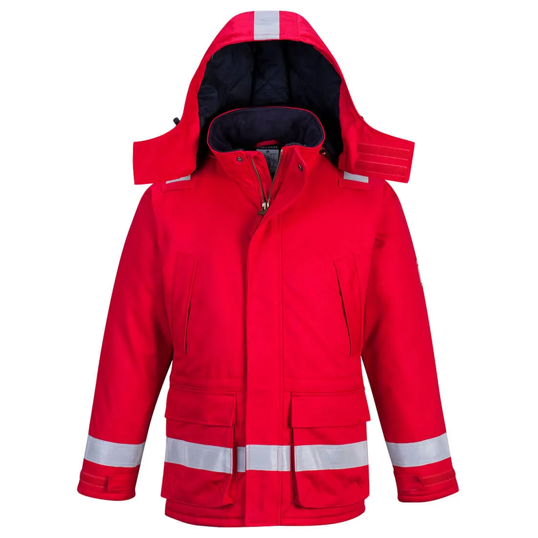 Biz Flame Mens Flame Resistant Antistatic Winter Jacket - Red, S