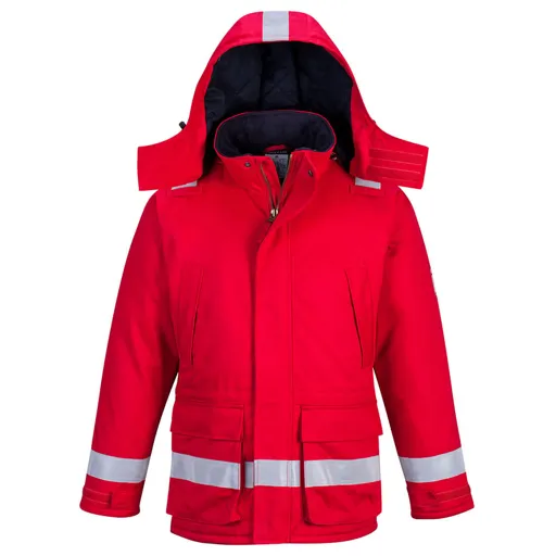 Biz Flame Mens Flame Resistant Antistatic Winter Jacket - Red, 3XL