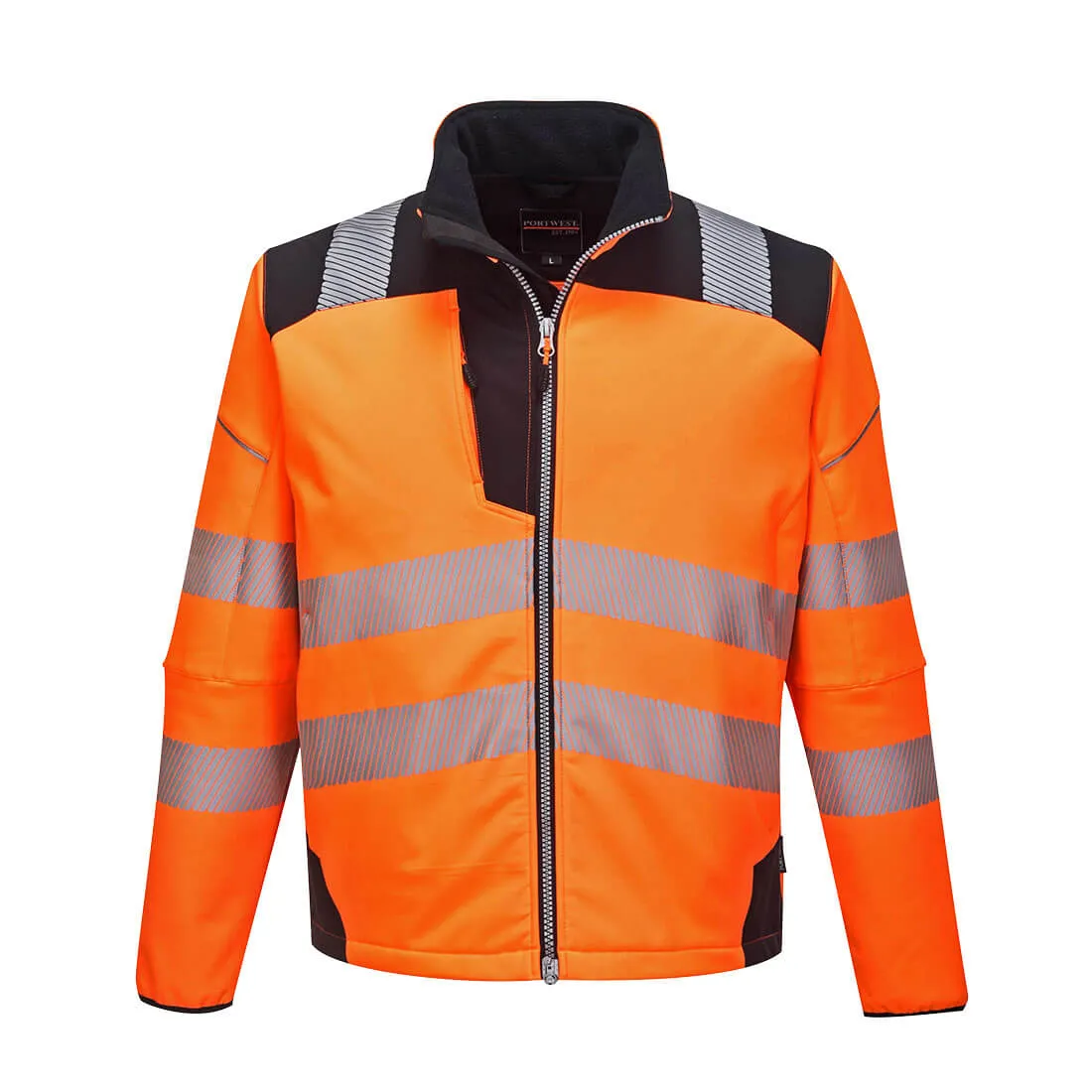 PW3 Hi Vis Soft Shell Winter Rain Jacket - Orange / Black, XL