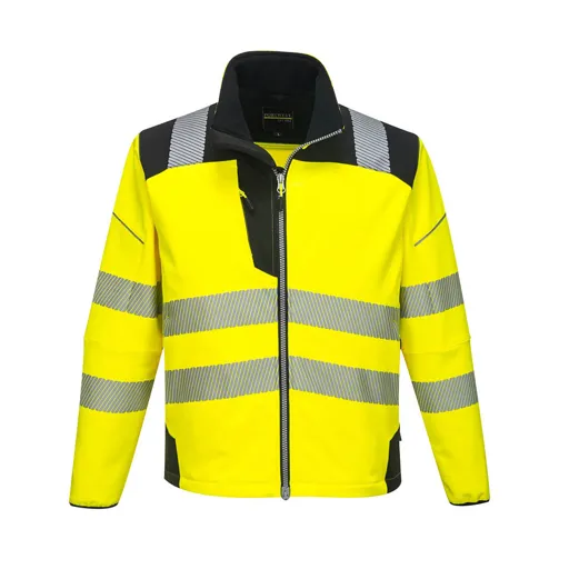 PW3 Hi Vis Soft Shell Winter Rain Jacket - Yellow / Black, M