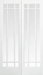 Manhattan Solid Core Internal Door - Pair White Primed - Clear Bevelled Glazing  1981 x 1168mm White   WFPRSMANCG46