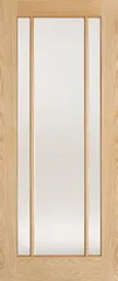 Lincoln Solid Core Internal Door - Unfinished - 3P Clear Glazed 1981 x 610mm Oak   OLING24