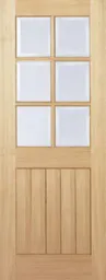 Mexicano Solid Core Internal Door - Prefinished - 6L Clear Bevelled Glazing  1981 x 610mm Oak   PFOMEXCG24
