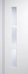 Sierra Blanco Solid Core Internal Door - Prefinished - 3L Easy Clean Laminated Frost Glazed 1981 x 686mm White   SIEWHIGL27