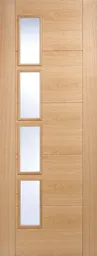 Vancouver Solid Core Internal Door - Prefinished - 4L Clear Glazed Offset 1981 x 838mm Oak   OVAN4LOS33