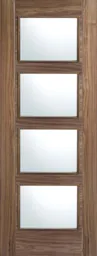 Vancouver Solid Core Internal Door - Prefinished - 4L Clear Glazed 1981 x 686mm Walnut   WALVAN4L27