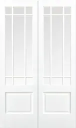 LPD Downham 1P 9L Clear Bevelled Glazed Internal Door Pairs 1981 x 1372 x 40mm Primed White