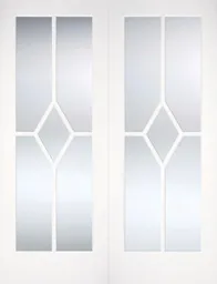 LPD Reims 5L Clear Bevelled Glazed Internal Door Pairs 1981 x 1067 x 40mm Primed White