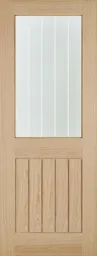 LPD Belize Solid Core 1L Clear/Frosted Lines Glazed Internal Door 1981 x 762mm Pre-Finished Oak