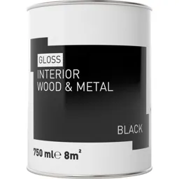 Black Gloss Metal & wood paint, 0.75L