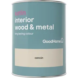 GoodHome Cancún Satin Metal & wood paint, 0.75L