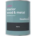 GoodHome Liberty black Satin Metal & wood paint, 0.75L