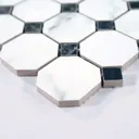 Elegance Black & white Marble effect Ceramic Mosaic tile sheet, (L)313mm (W)313mm